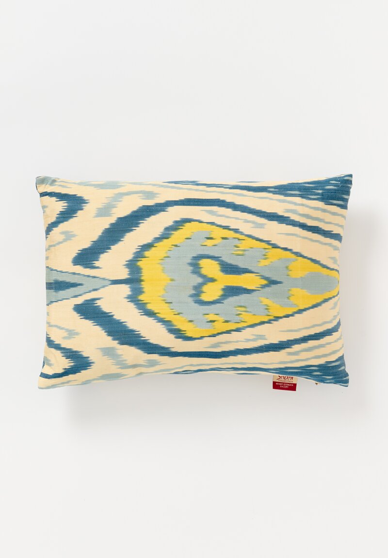 Mehmet Cetinkaya Ikat Pillow in Yellow, Blue & Natural	