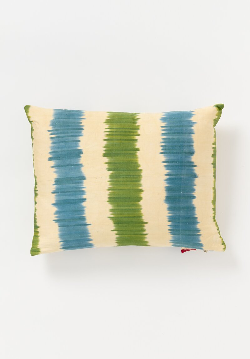 Mehmet Cetinkaya Ikat Pillow in Green, Blue & Natural	