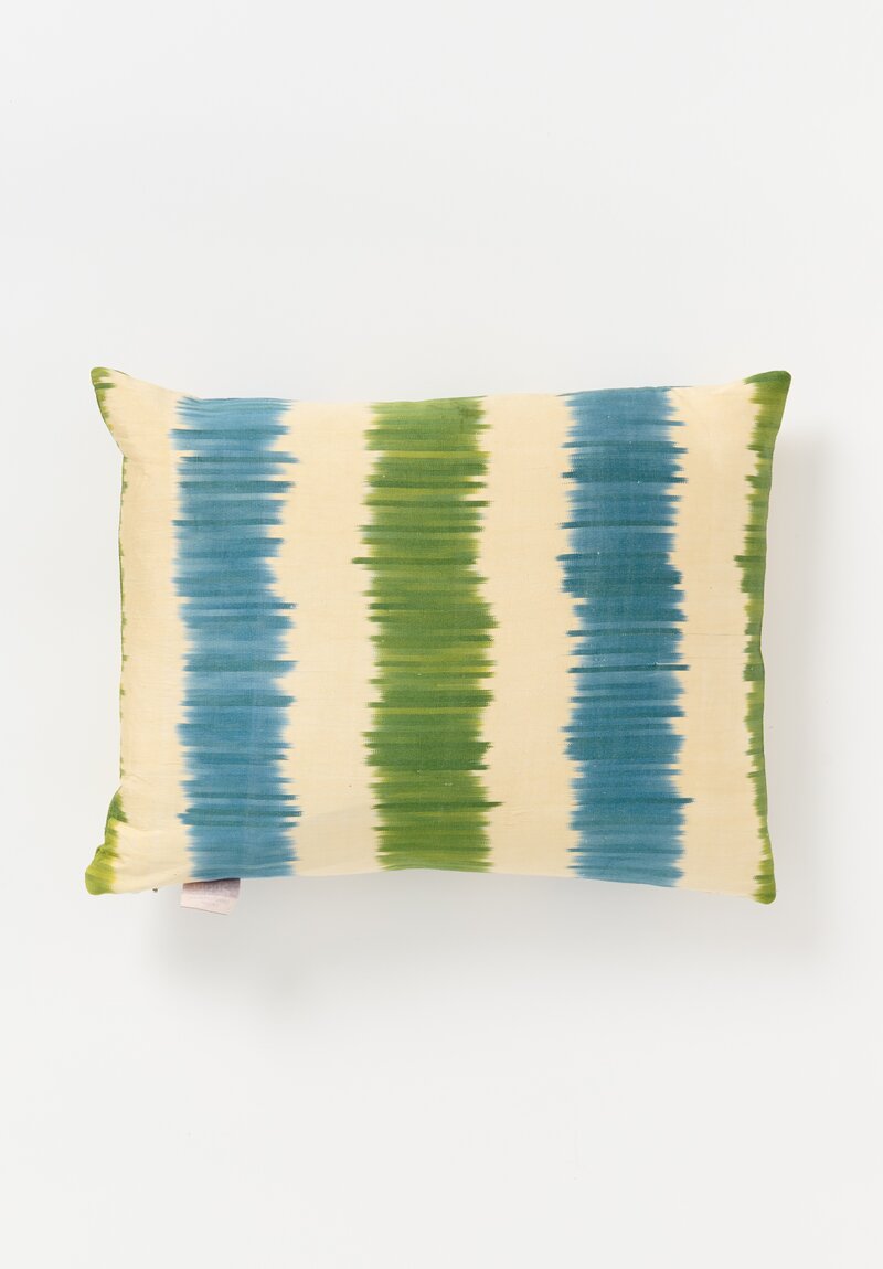 Mehmet Cetinkaya Ikat Pillow in Green, Blue & Natural	