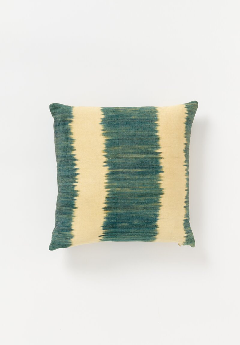 Mehmet Cetinkaya Small Ikat Pillow in Green & Natural	