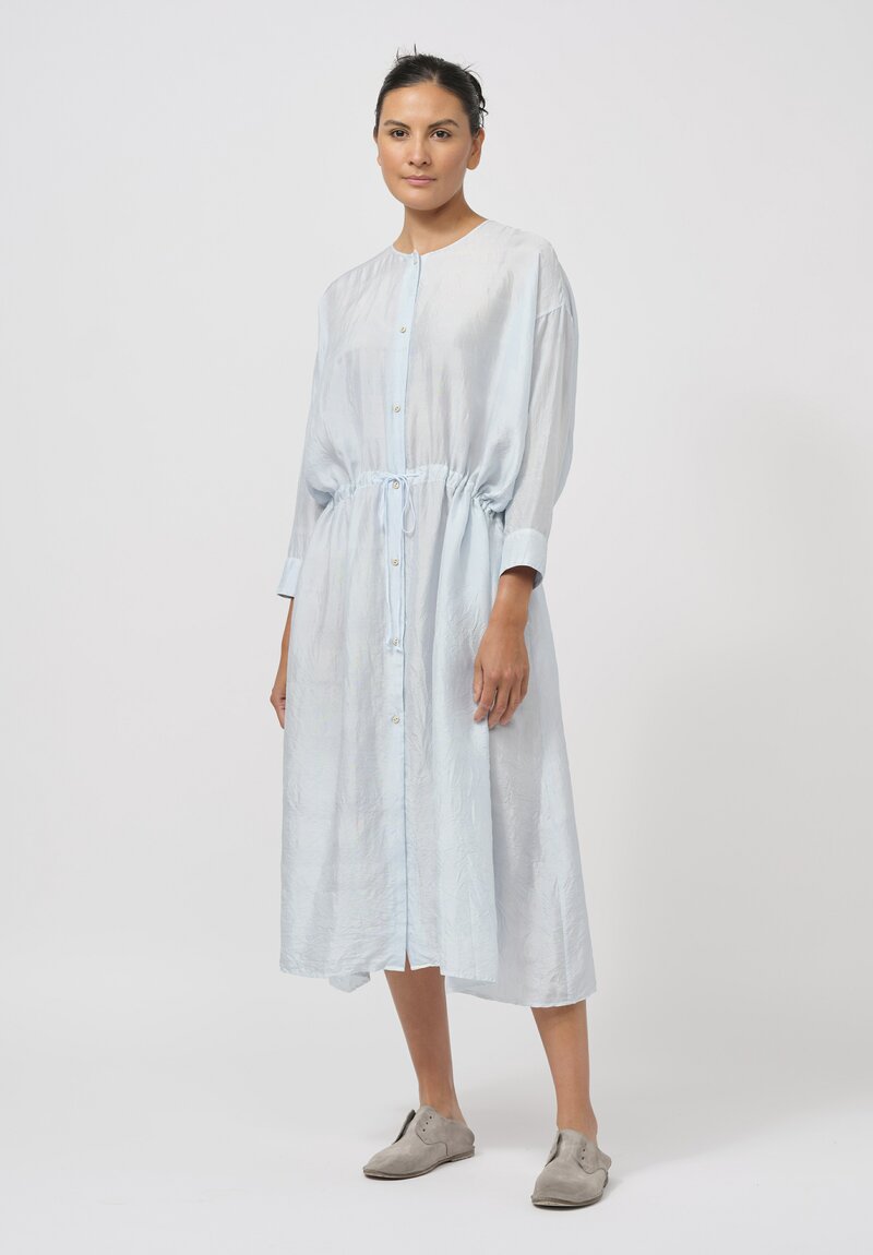 Kaval Khadi Silk Button-Front Open Tunic in Sax Blue	