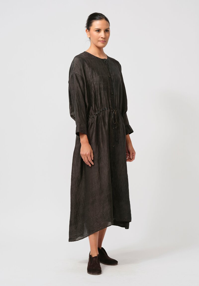 Kaval Khadi Silk Button-Front Open Tunic in Ash Glaze 