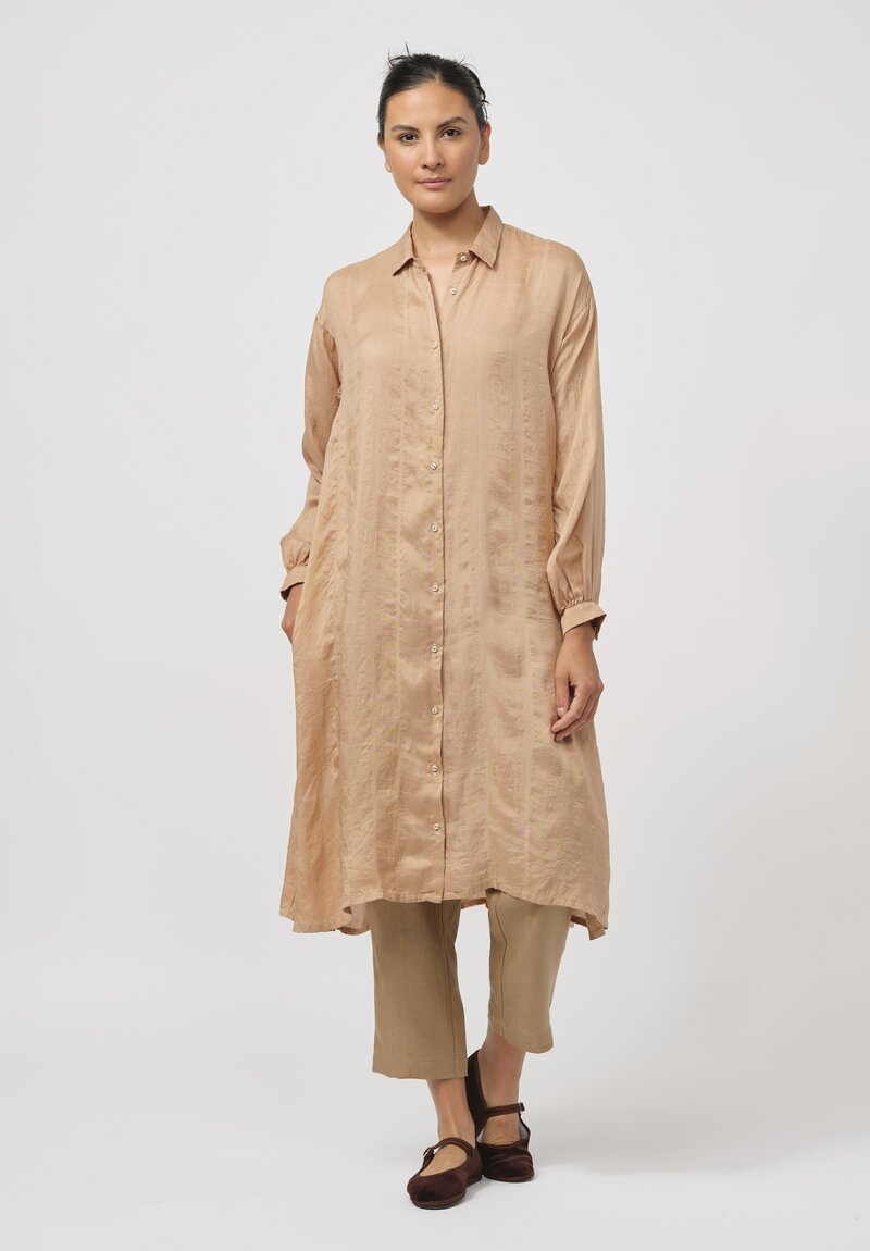 Kaval Khadi Silk Gathered Back Tunic in Loquat Leaves Pink	