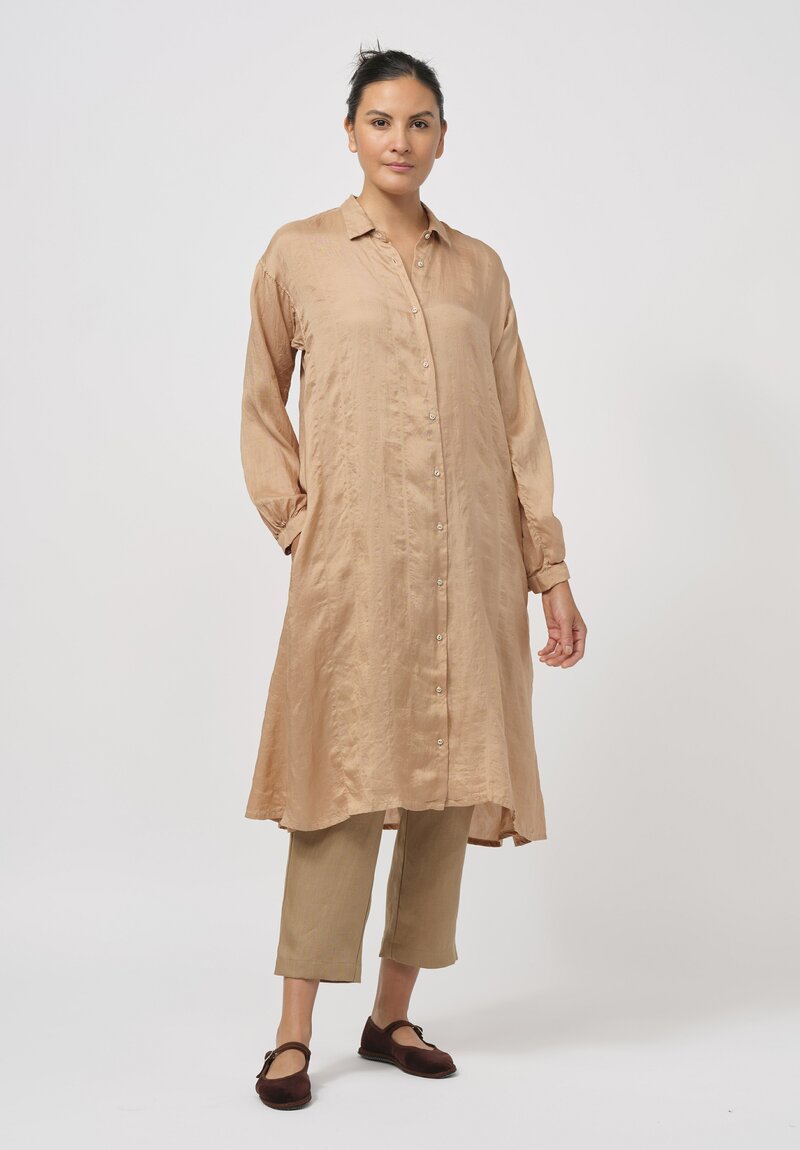 Kaval Khadi Silk Gathered Back Tunic in Loquat Leaves Pink	