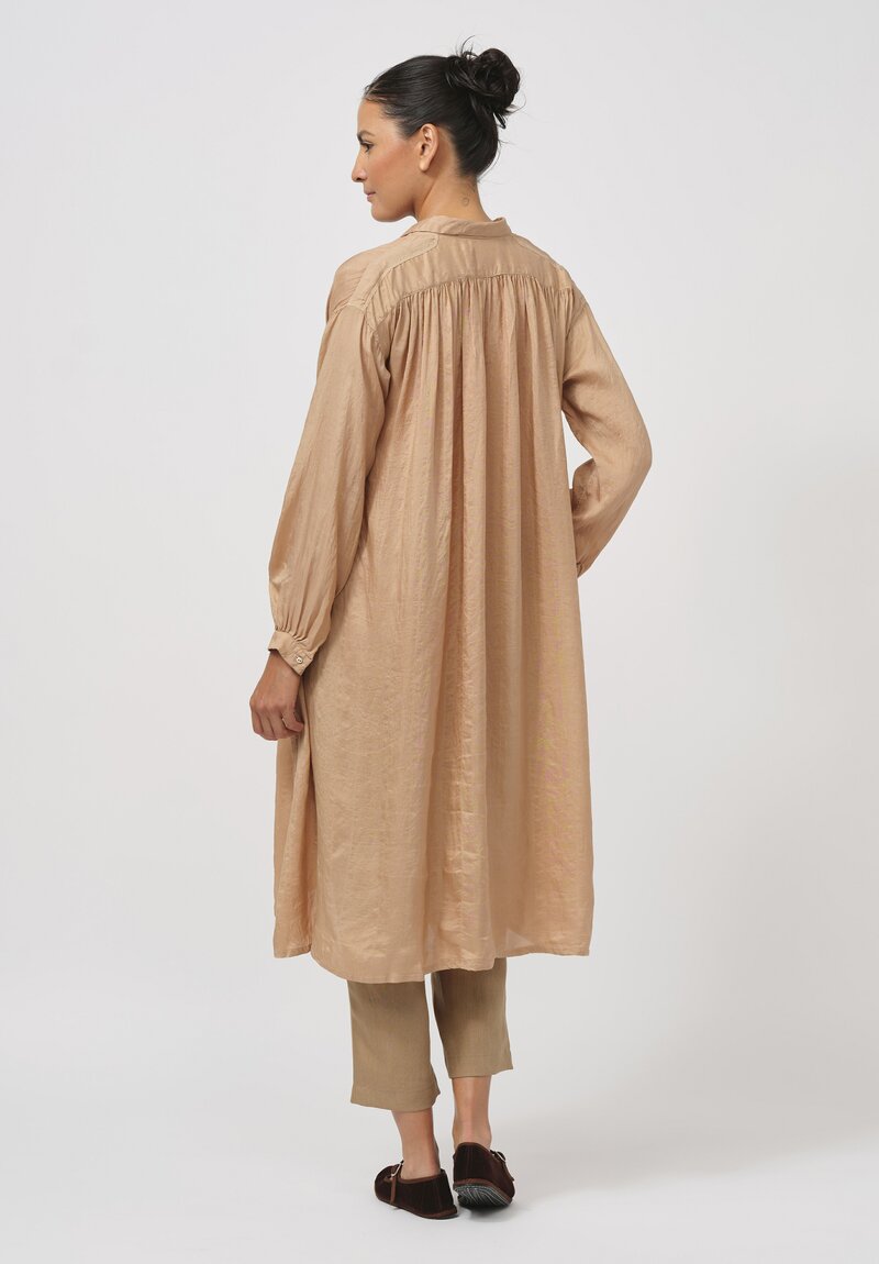 Kaval Khadi Silk Gathered Back Tunic in Loquat Leaves Pink	