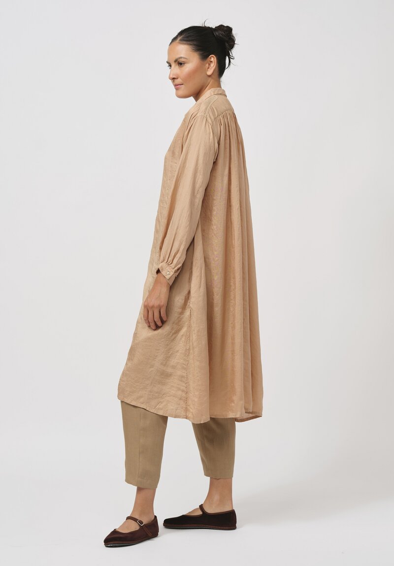 Kaval Khadi Silk Gathered Back Tunic in Loquat Leaves Pink	