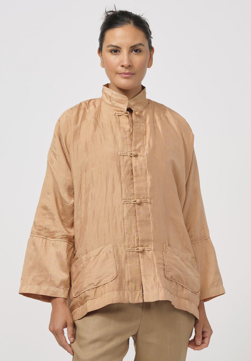 Kaval Khadi Silk Tang Jacket in Loquat Leaves Pink	