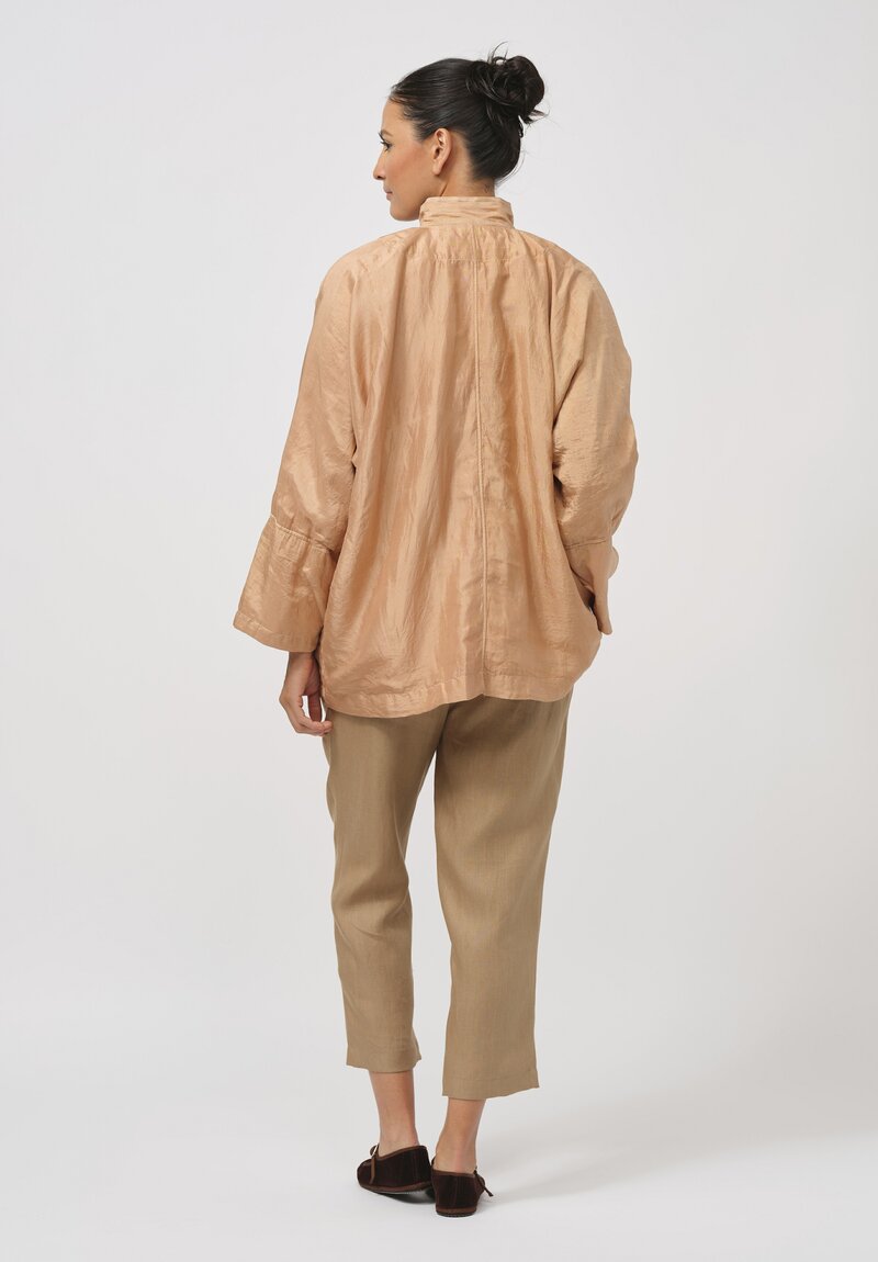 Kaval Khadi Silk Tang Jacket in Loquat Leaves Pink	