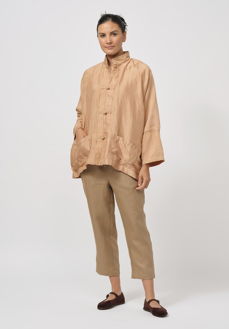 Kaval Khadi Silk Tang Jacket in Loquat Leaves Pink	