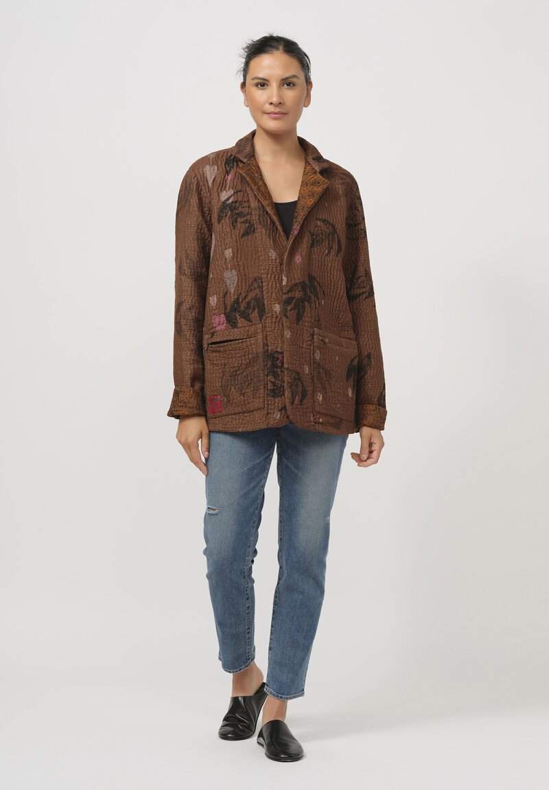 Mieko Mintz Jacquard Kantha Simple Jacket in Sunflower Copper & Brown	