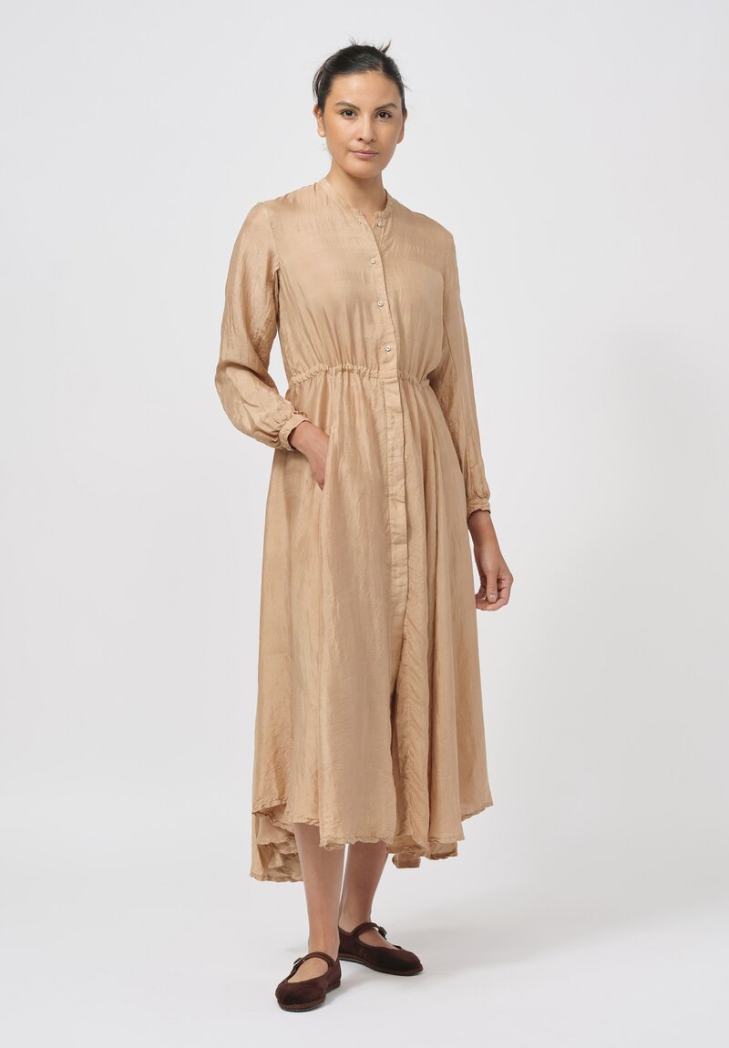 Kaval Khadi Silk Long Shirt Tunic in Loquat Leaves Pink	