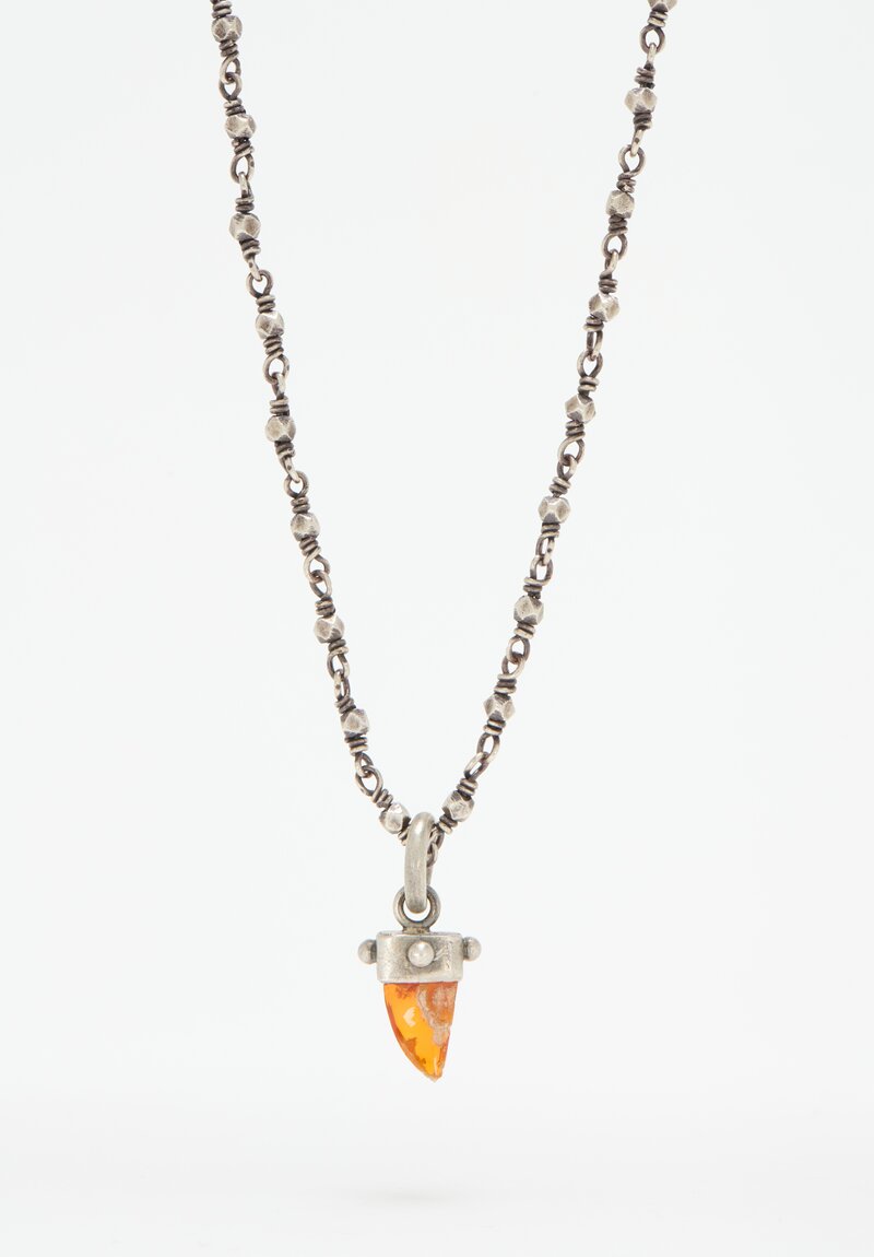 Miranda Hicks Mexican Opal Carved Tooth Pendant on Rocker Necklace	