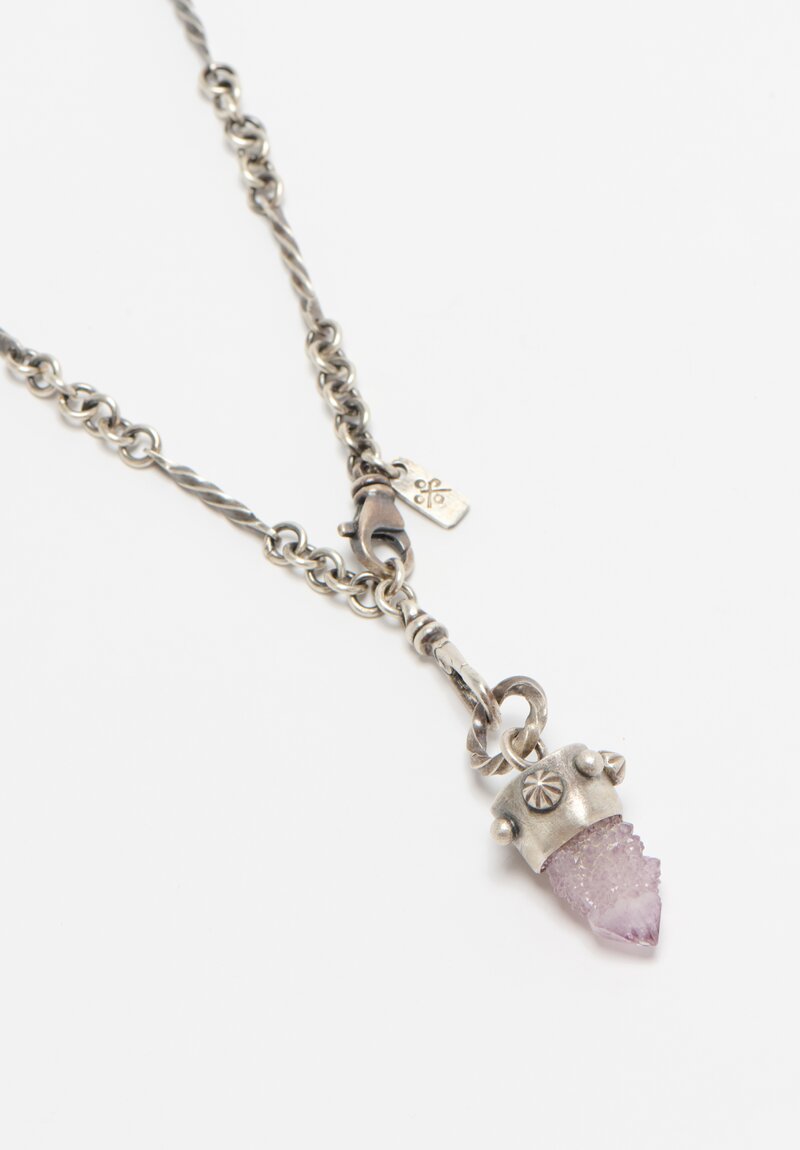 Miranda Hicks Amethyst Spirit Quartz Pendant on Hand Forged Bar Station Necklace	