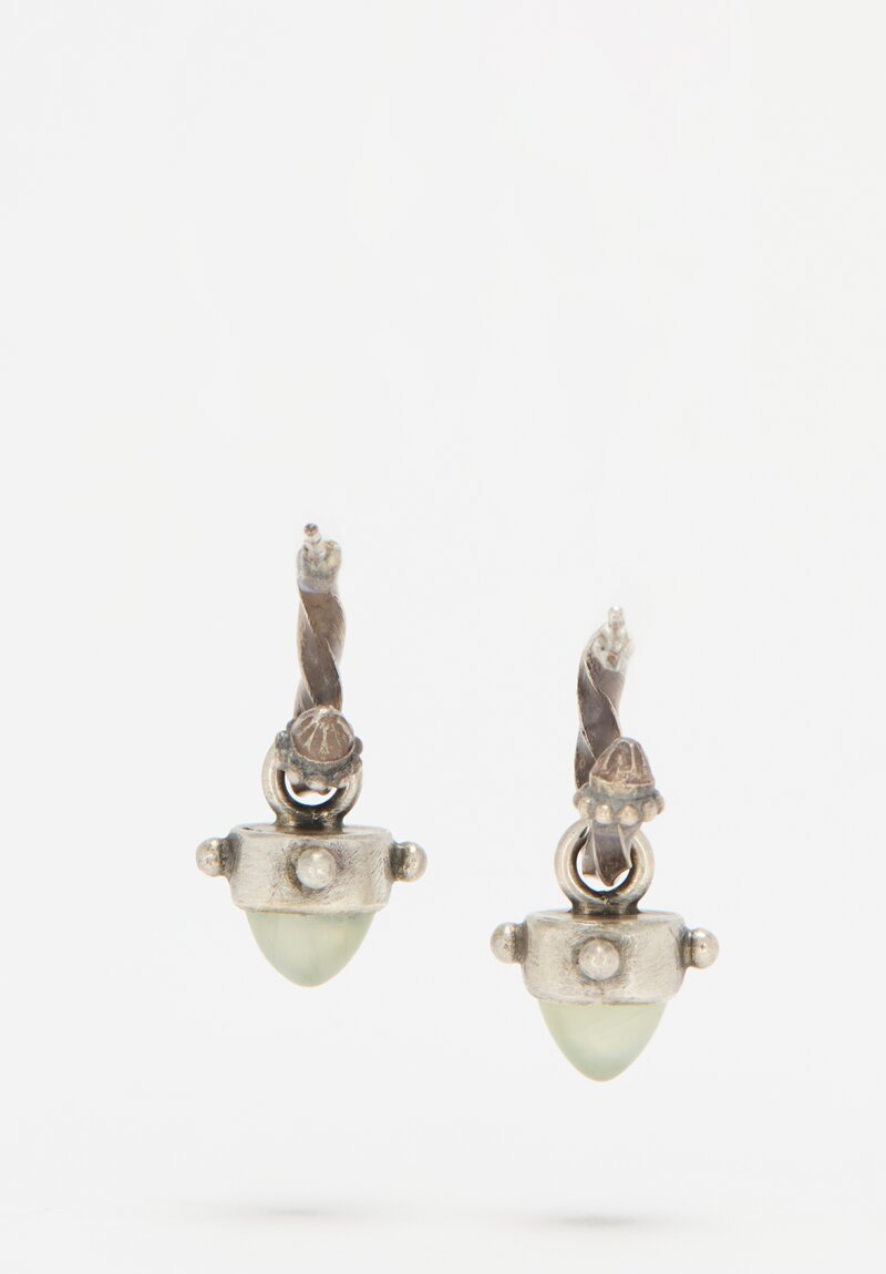 Miranda Hicks Prehnite Finial Hoop Bullet Drop Earrings	