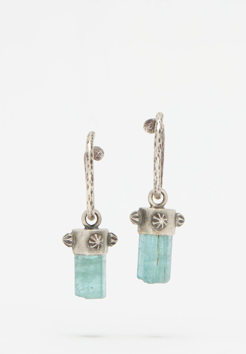 Miranda Hicks Aquamarine Drops on Mega Hoop Earrings	