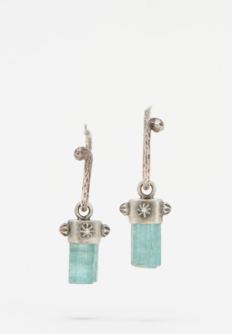 Miranda Hicks Aquamarine Drops on Mega Hoop Earrings	