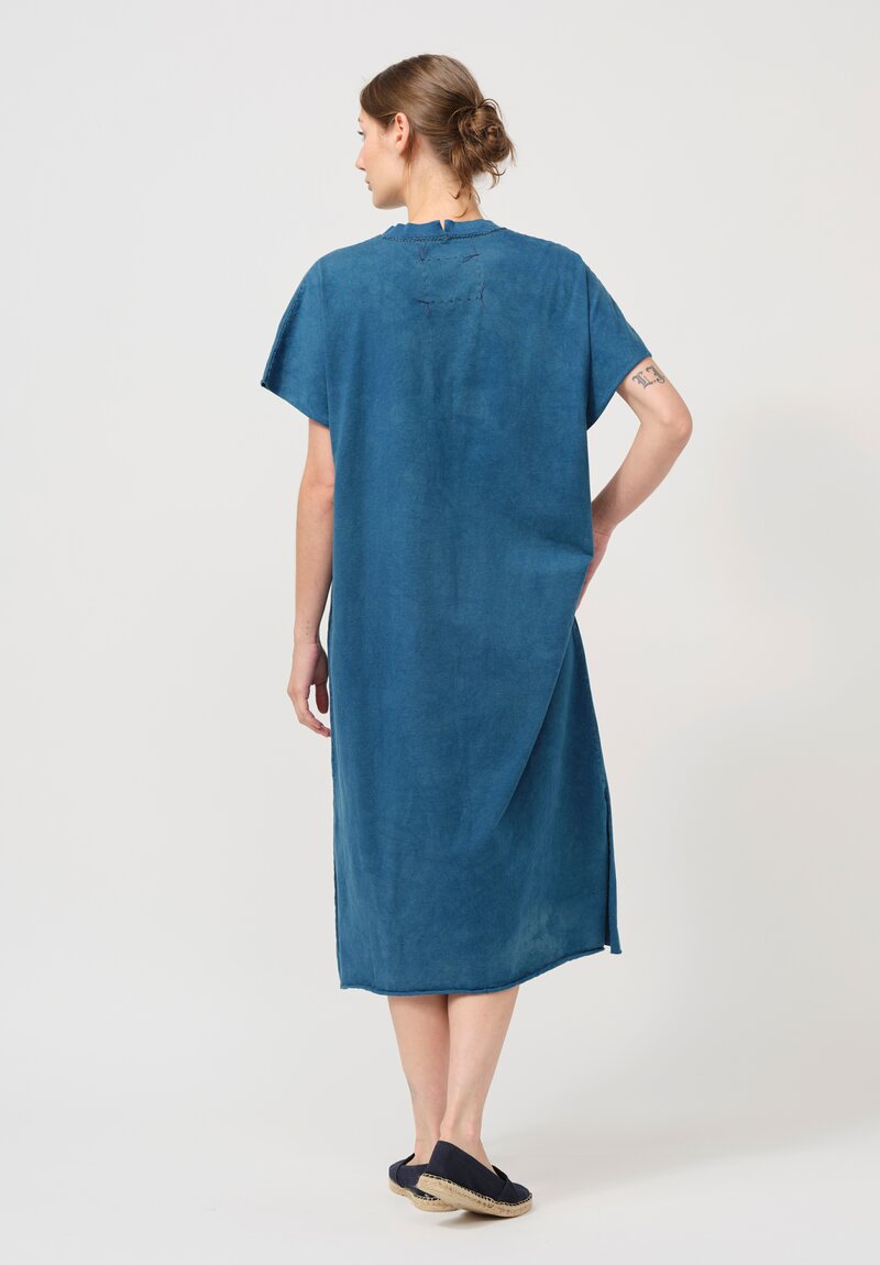 Alabama Chanin Organic Cotton Sleeveless Bold Dress in Indigo Blue	