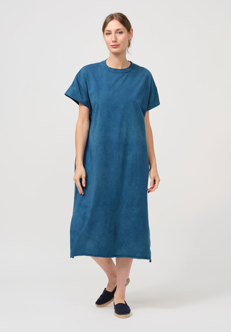 Alabama Chanin Organic Cotton Sleeveless Bold Dress in Indigo Blue	