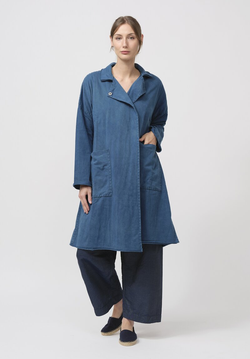 Alabama Chanin Organic Cotton Bold Coat in Indigo Blue	