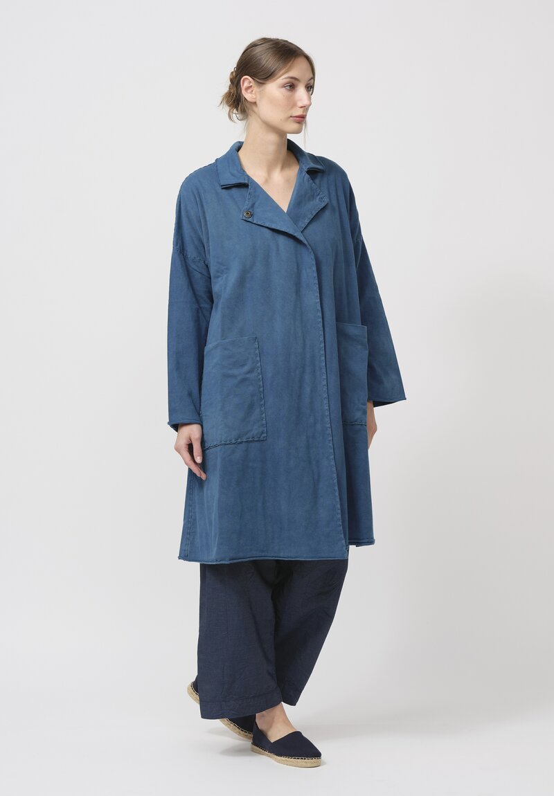 Alabama Chanin Organic Cotton Bold Coat in Indigo Blue	