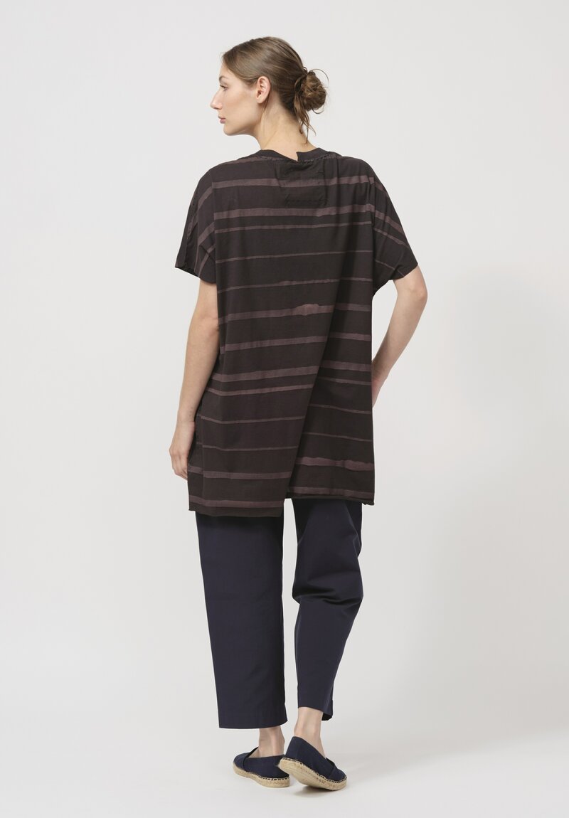 Alabama Chanin Organic Cotton Bold Tee in Black & Brown Stripes	