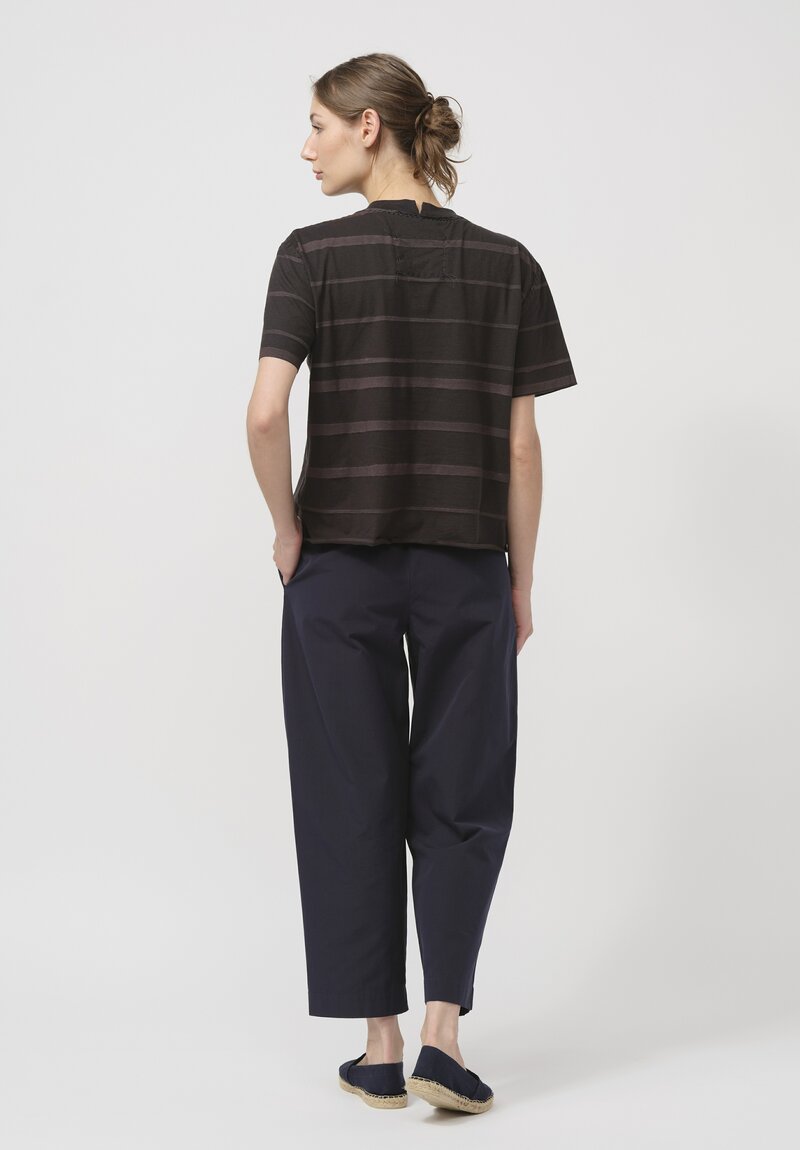 Alabama Chanin Organic Cotton Alessi Tee in Black & Brown Stripe	