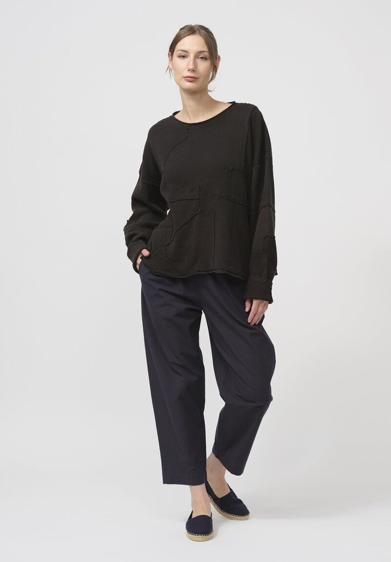 Alabama Chanin Organic Cotton Waffle Knit Pullover in Black	