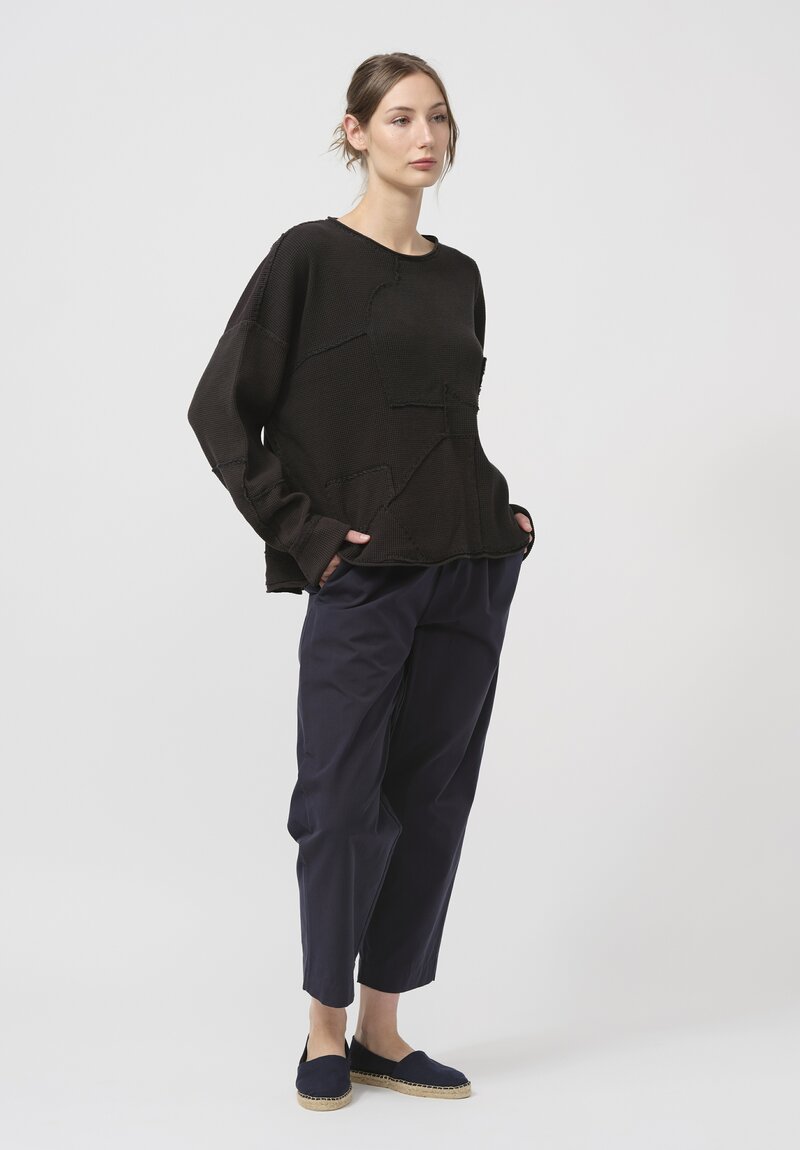 Alabama Chanin Organic Cotton Waffle Knit Pullover in Black	