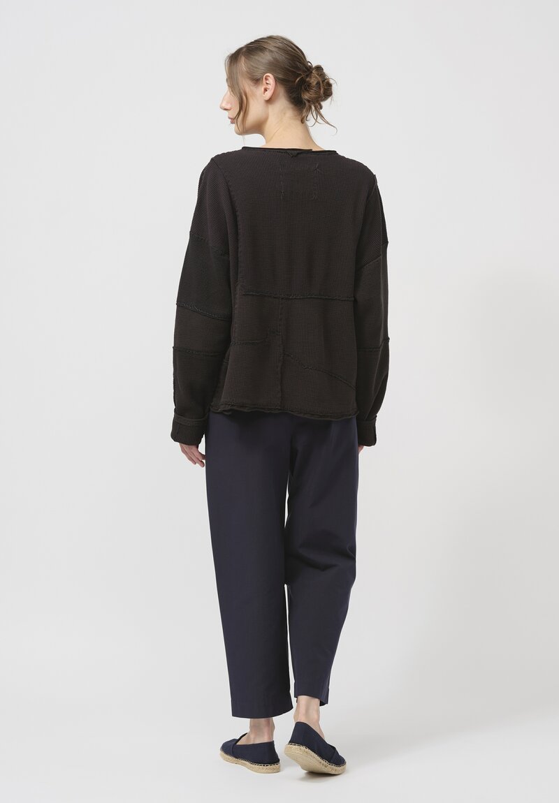 Alabama Chanin Organic Cotton Waffle Knit Pullover in Black	