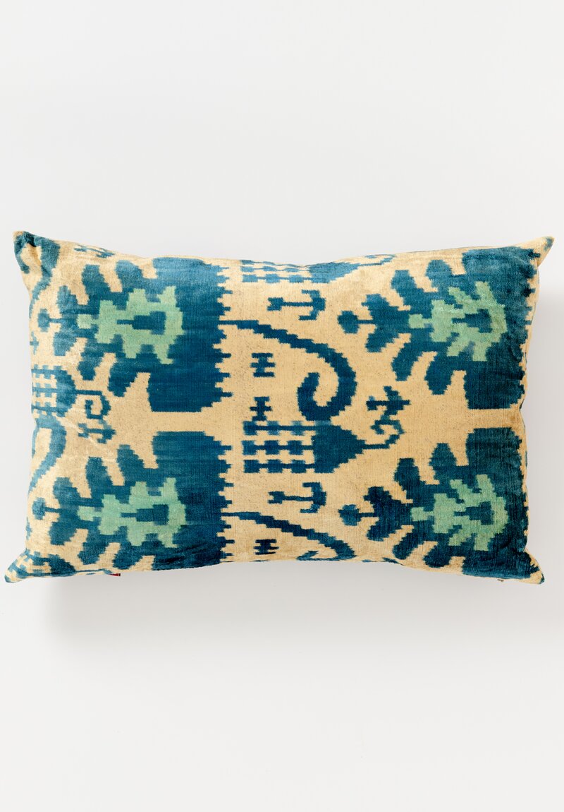 Mehmet Cetinkaya Velvet Pillow in Natural & Blue	