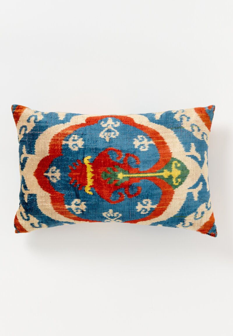 Mehmet Cetinkaya Velvet Pillow in Blue, Red & Natural	