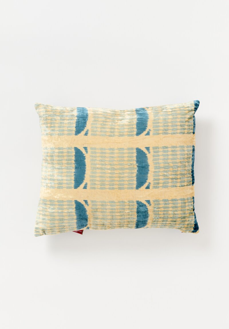 Mehmet Cetinkaya Velvet Pillow in Natural & Blue	