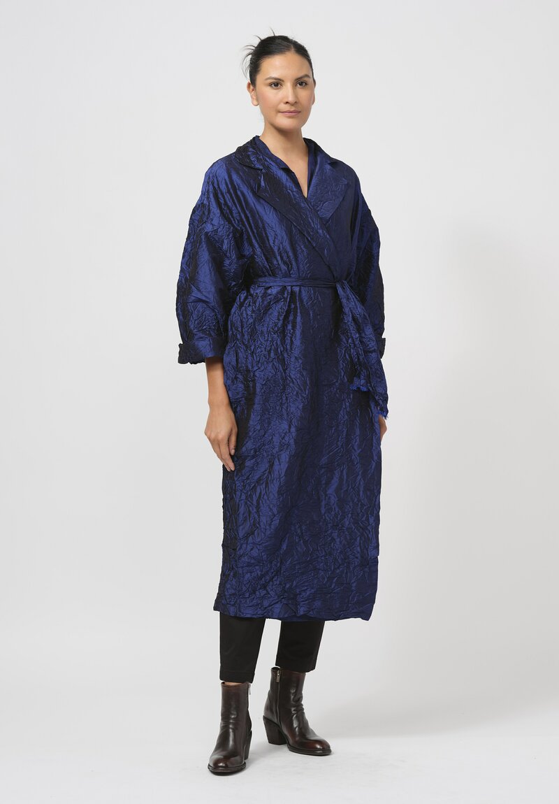 Daniela Gregis Washed Silk Randa Lungo Coat in China Blue	