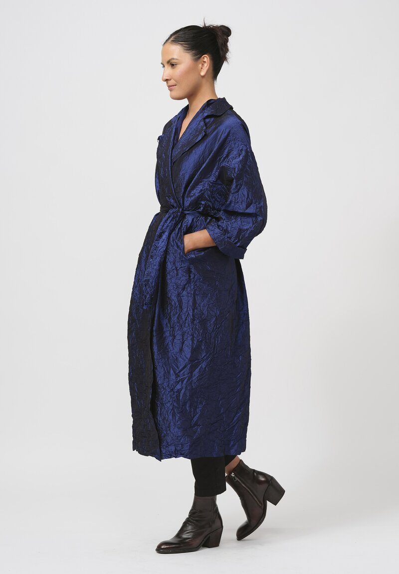 Daniela Gregis Washed Silk Randa Lungo Coat in China Blue	