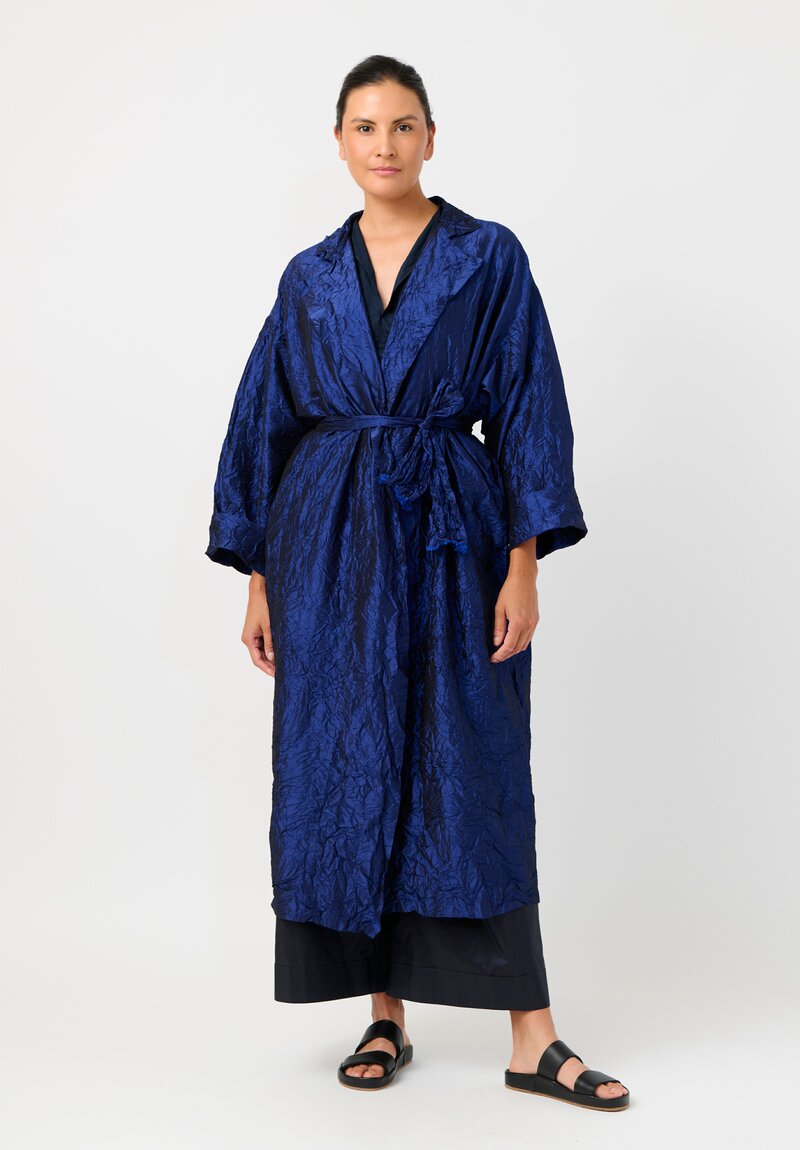 Daniela Gregis Washed Silk Randa Lungo Coat in China Blue	