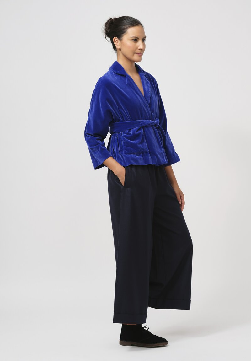 Daniela Gregis Washed Cotton Velvet Peonia Jacket in Electric Blue	