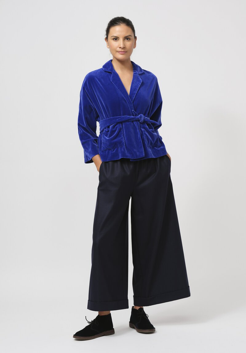 Daniela Gregis Washed Cotton Velvet Peonia Jacket in Electric Blue	