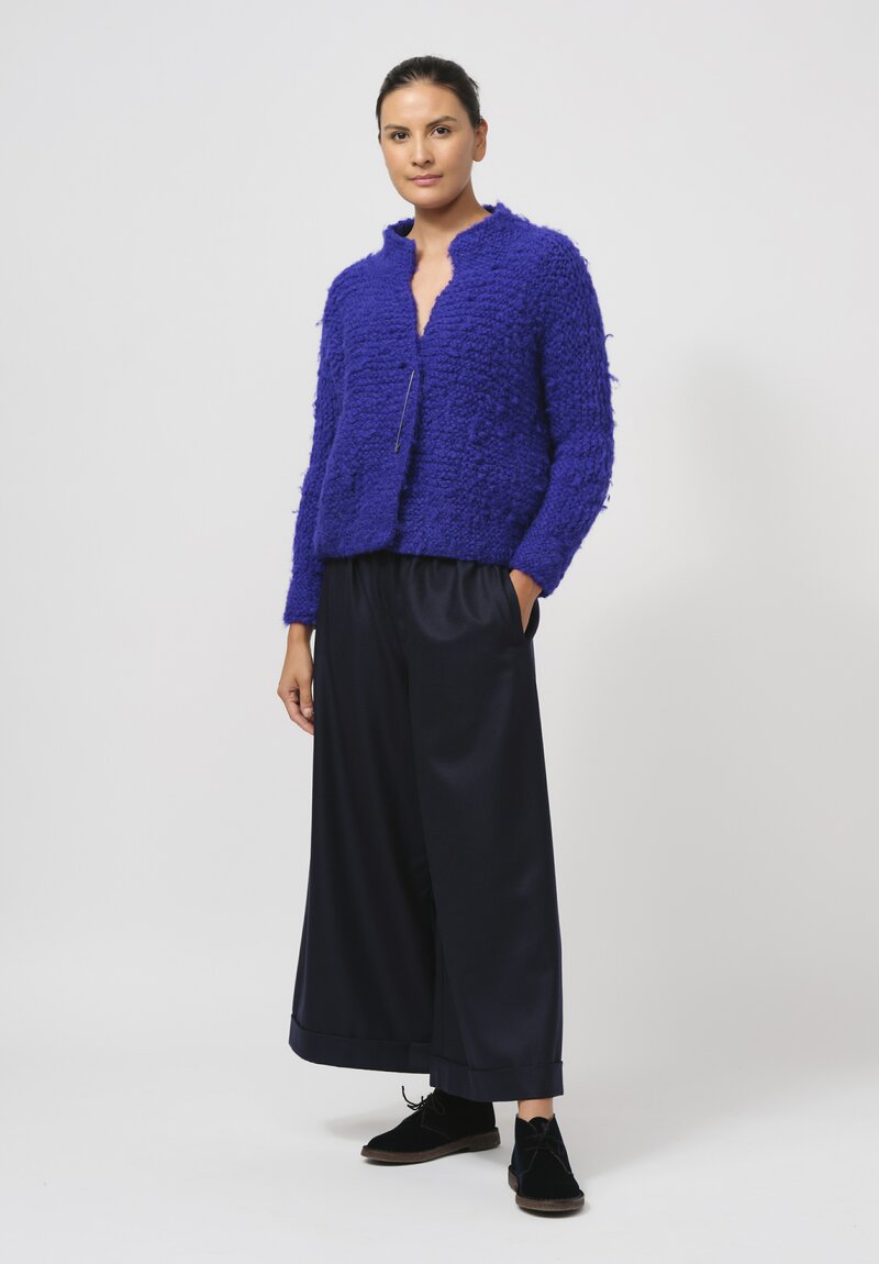 Daniela Gregis Hand-Knit Alpaca Melograno Jacket in Royal Blue	