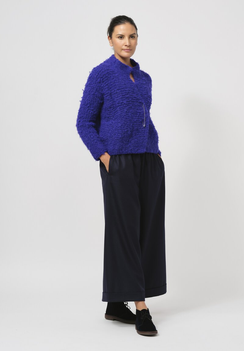 Daniela Gregis Hand-Knit Alpaca Melograno Jacket in Royal Blue	