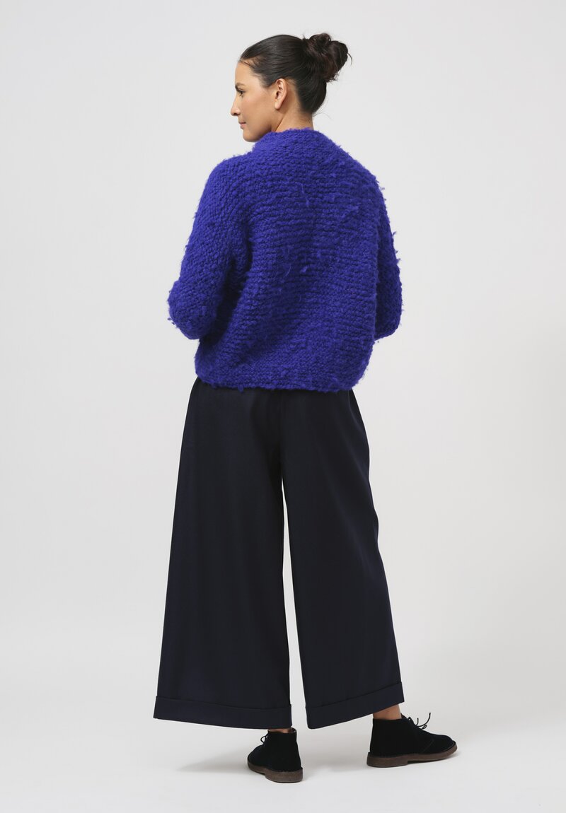 Daniela Gregis Hand-Knit Alpaca Melograno Jacket in Royal Blue	