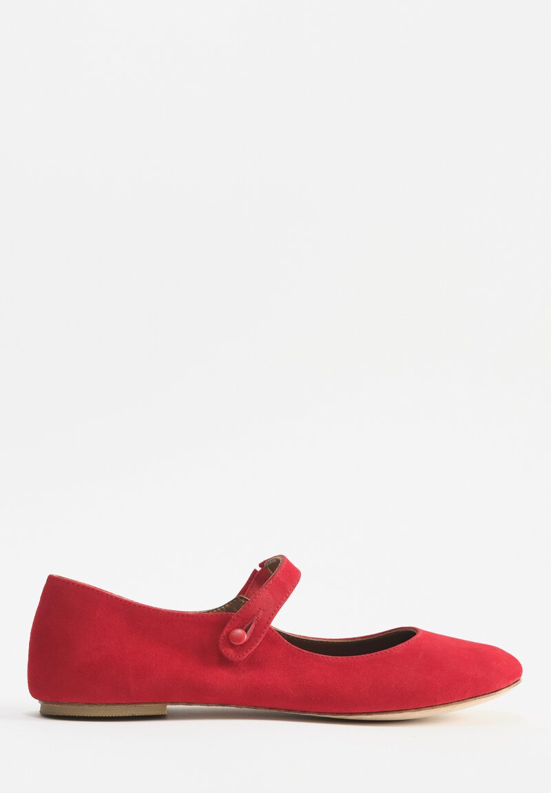 Daniela Gregis Suede Papavero Ballerina Flats in Rosso Red	