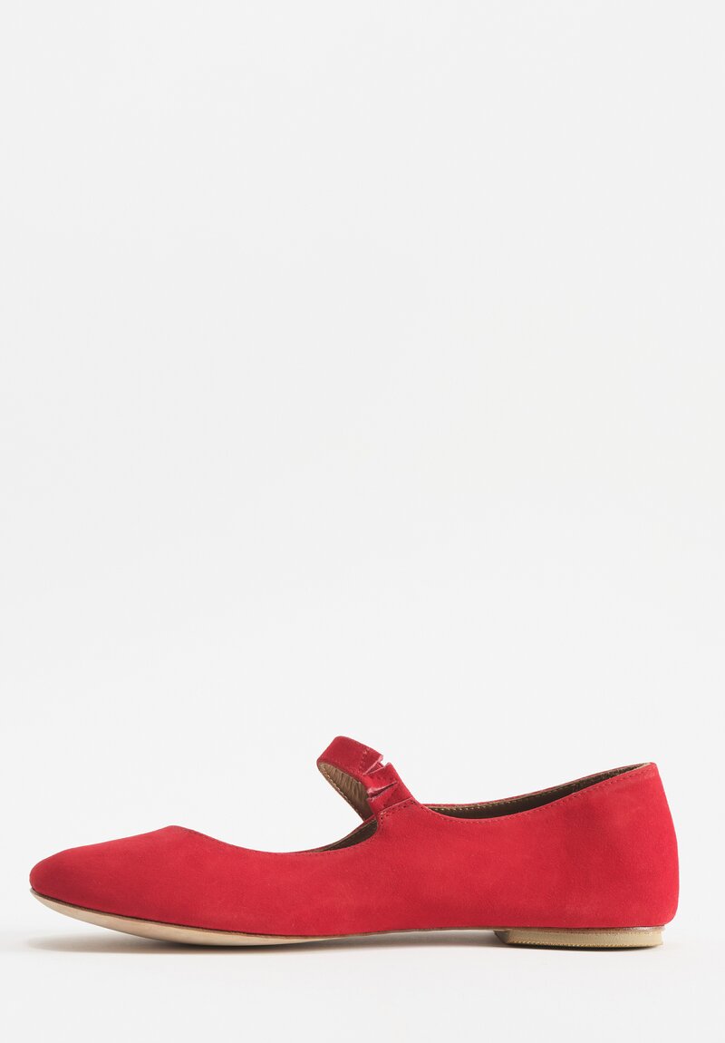 Daniela Gregis Suede Papavero Ballerina Flats in Rosso Red	