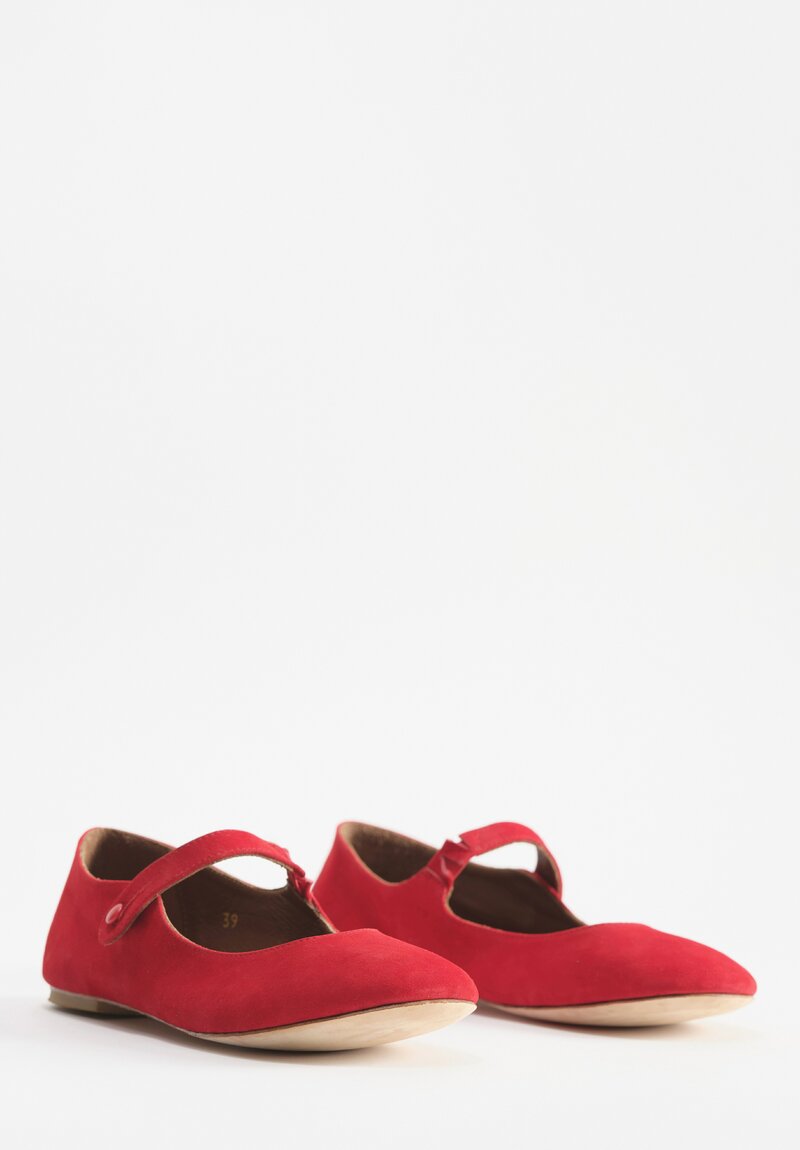 Daniela Gregis Suede Papavero Ballerina Flats in Rosso Red	