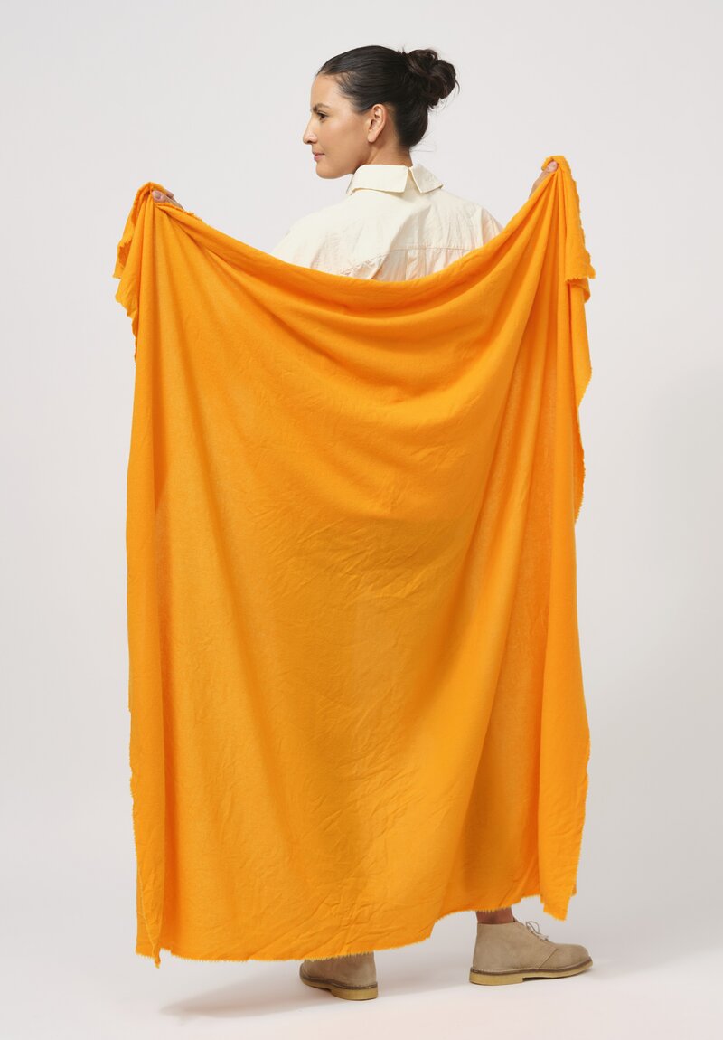 Daniela Gregis Washed Cashmere Scialle Scarf in Saffron Yellow	