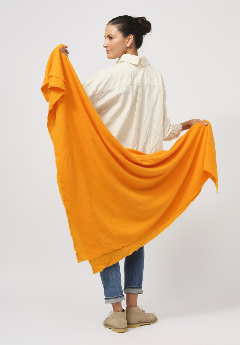 Daniela Gregis Washed Cashmere Scialle Scarf in Saffron Yellow	