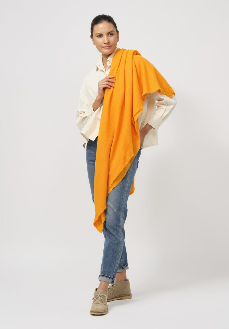 Daniela Gregis Washed Cashmere Scialle Scarf in Saffron Yellow	