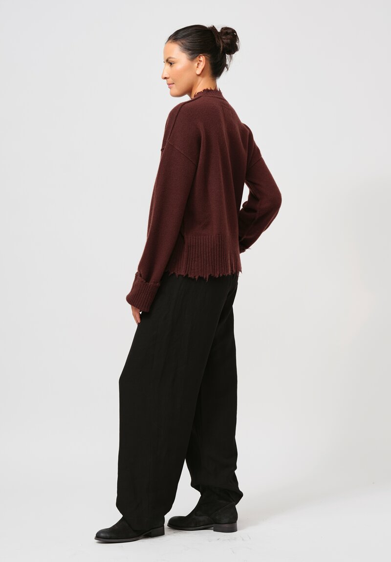 Uma Wang Cashmere Long Sleeve Sweater in Brown Red	