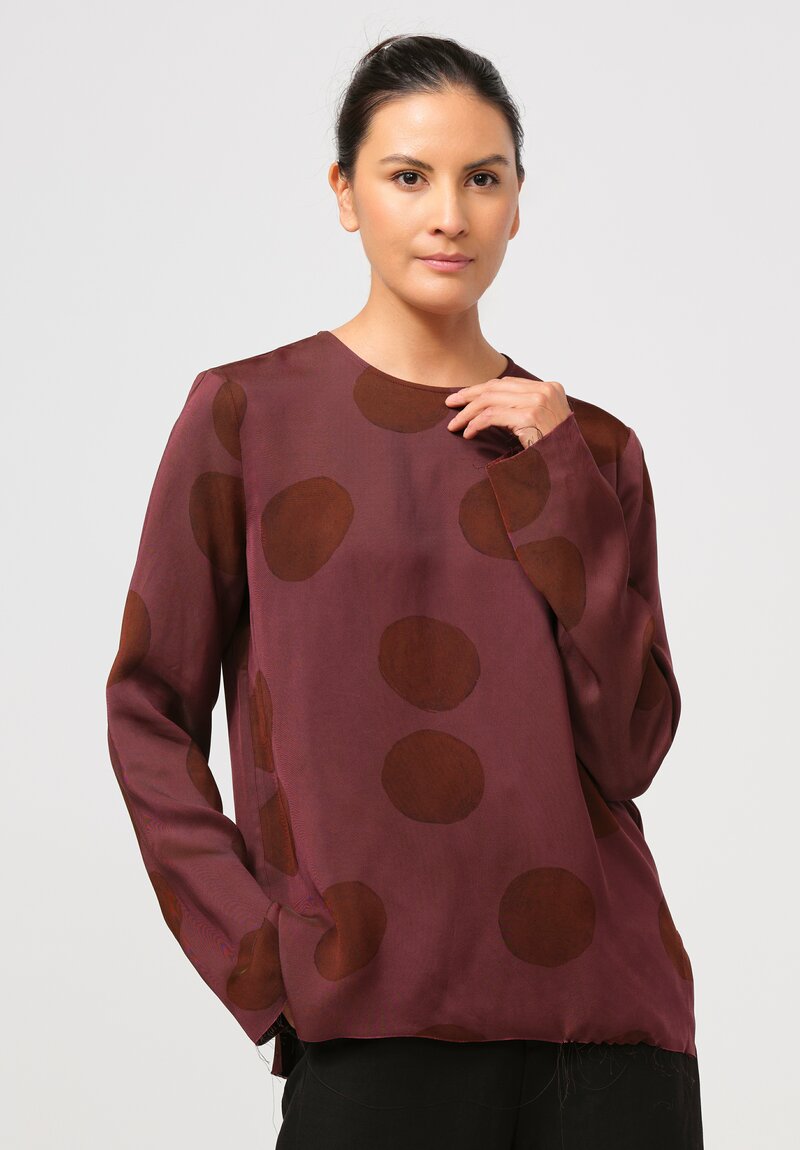 Uma Wang Arancino Talley Top in Rose Brown Dots	