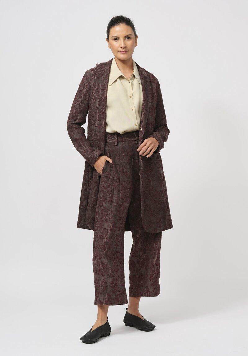 Uma Wang Linen & Cotton Rewind Pudding Pant in Red & Brown Jacquard	