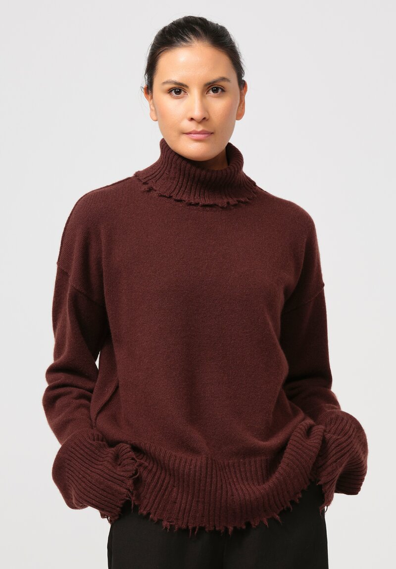 Uma Wang Cashmere Turtleneck Sweater in Brown Red	